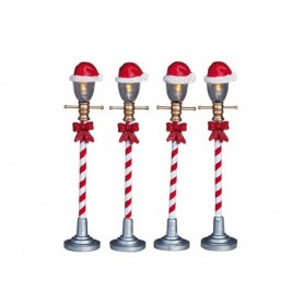 LEMAX SANTA HAT STREET LAMP, SET OF 4 64472