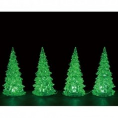 LEMAX CRYSTAL LIGHTED TREE, 3 COLOR CHANGEABLE, SMALL, SET OF 4, B/O (4.5V) 94518