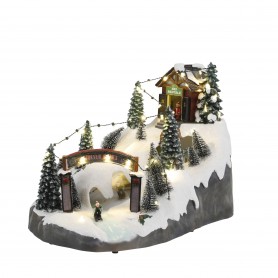 LUVILLE SCENERY SNOW FUN SKIING SLOPE AROUND HOUSE BATTERY OPERATED