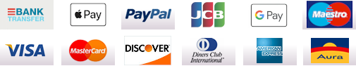 Applepay Credit Card Amex PayPal Bankwire Discover Diners American Express Visa MasterCard Maestro